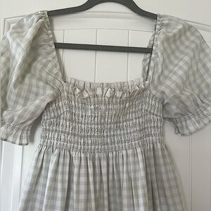 Abercrombie & Fitch- Sage Green Gingham Puff Sleeve Short Dress